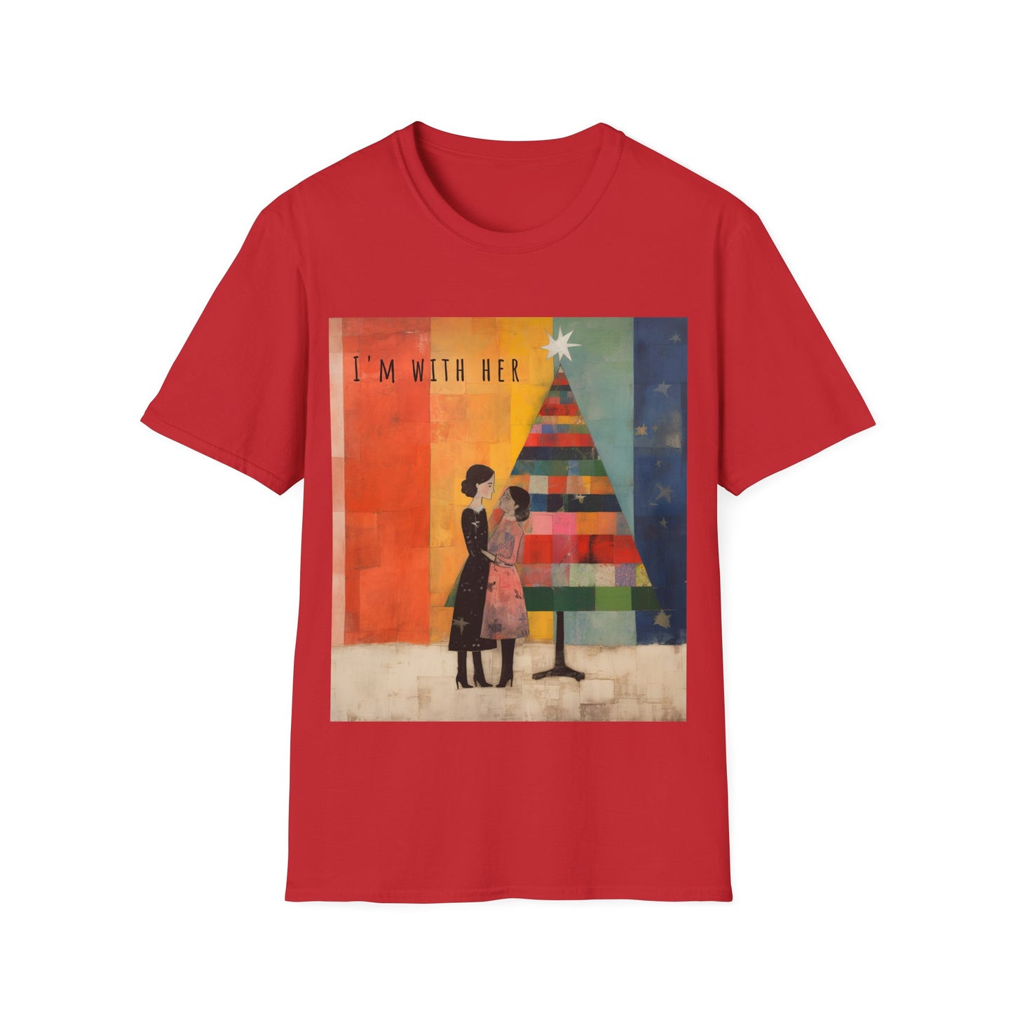 Pride Xmas - "I'm With Her" - Lesbian LGBTQ Christmas Pride Shirt Unisex Softstyle Teeshirt, T-Shirt, Gay Pride Gift, Many Colors