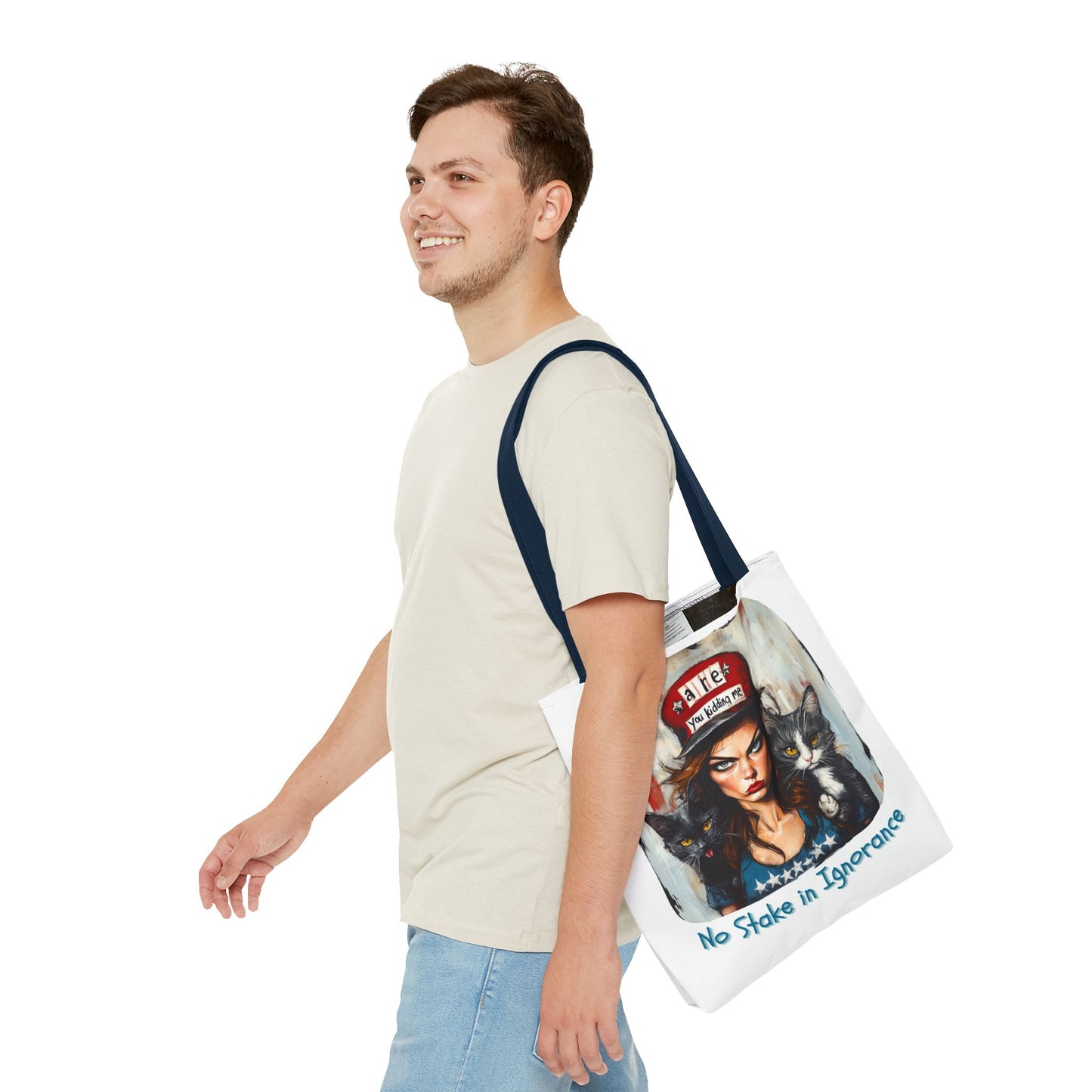 "No Stake In Ignorance" Childless Cat Lady - Childless Cat Lady Tote Bag (AOP)
