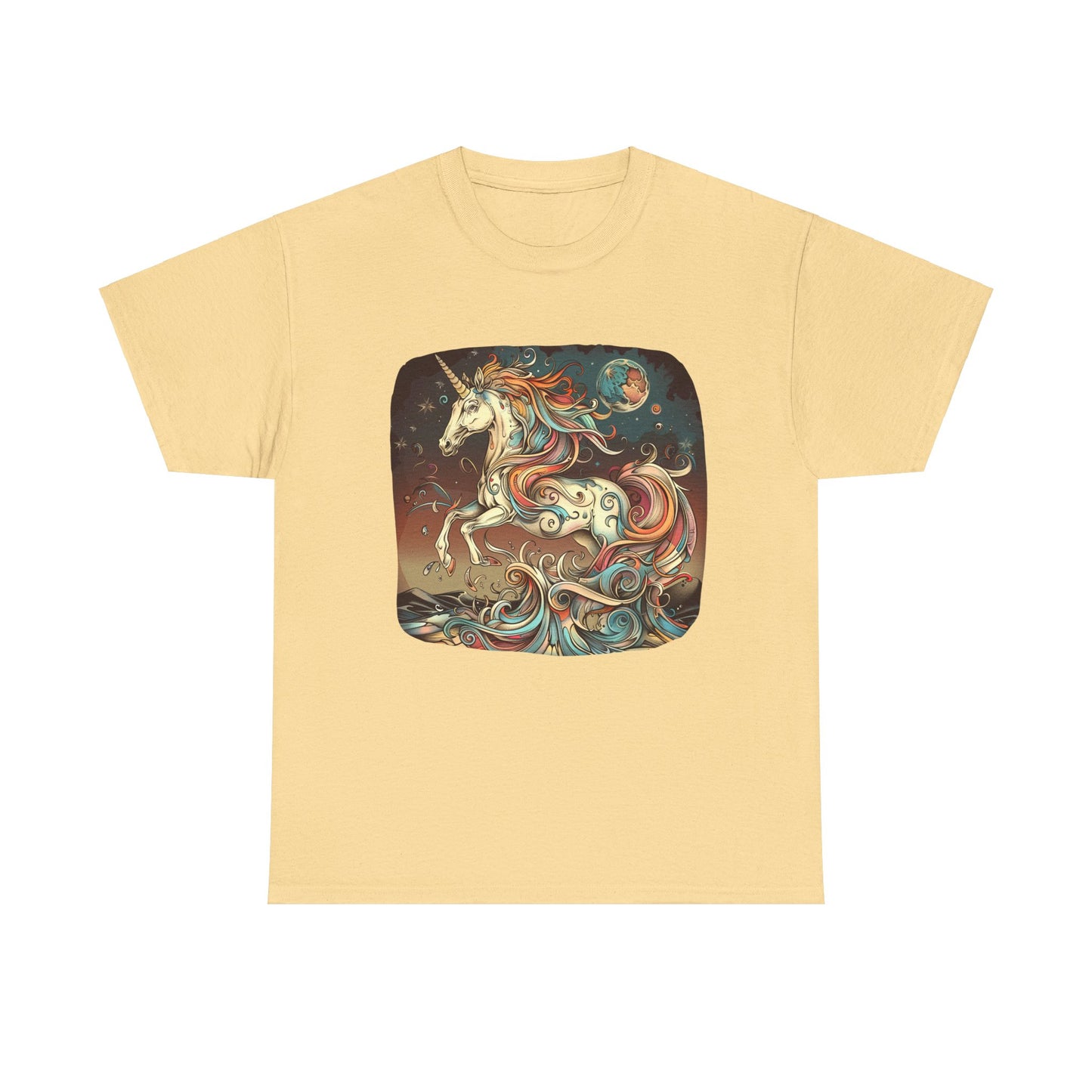 Beach Vibes Unicorn - Unicorn Lovers Graphic Tee Unisex Heavy Cotton Tee T-Shirt
