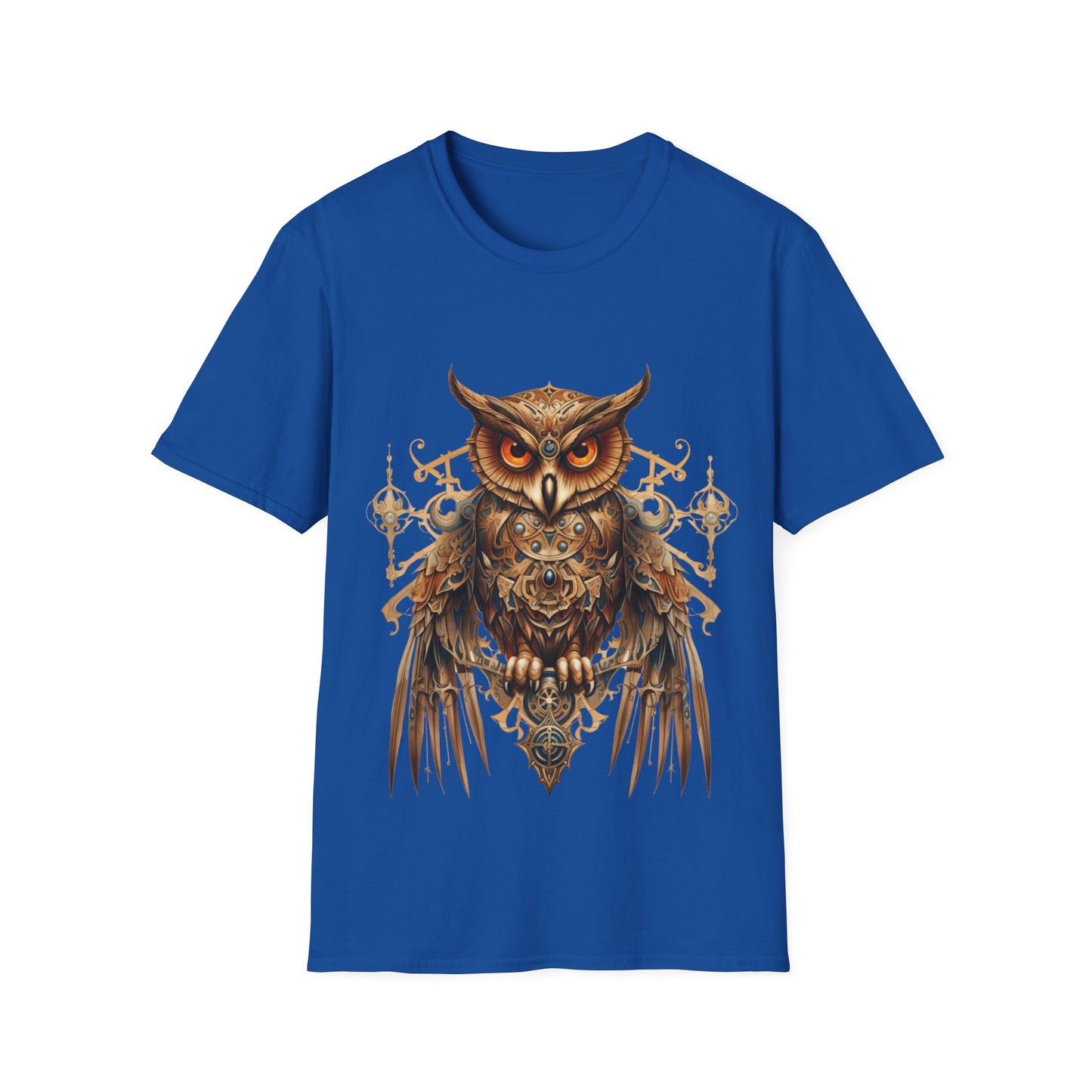 Steampunk Art Deco Style Owl II, Golden Owl Shirt, 1920's Owl Gift Unisex Tee Shirt, T-Shirt Softstyle T-Shirt Tee Teeshirt