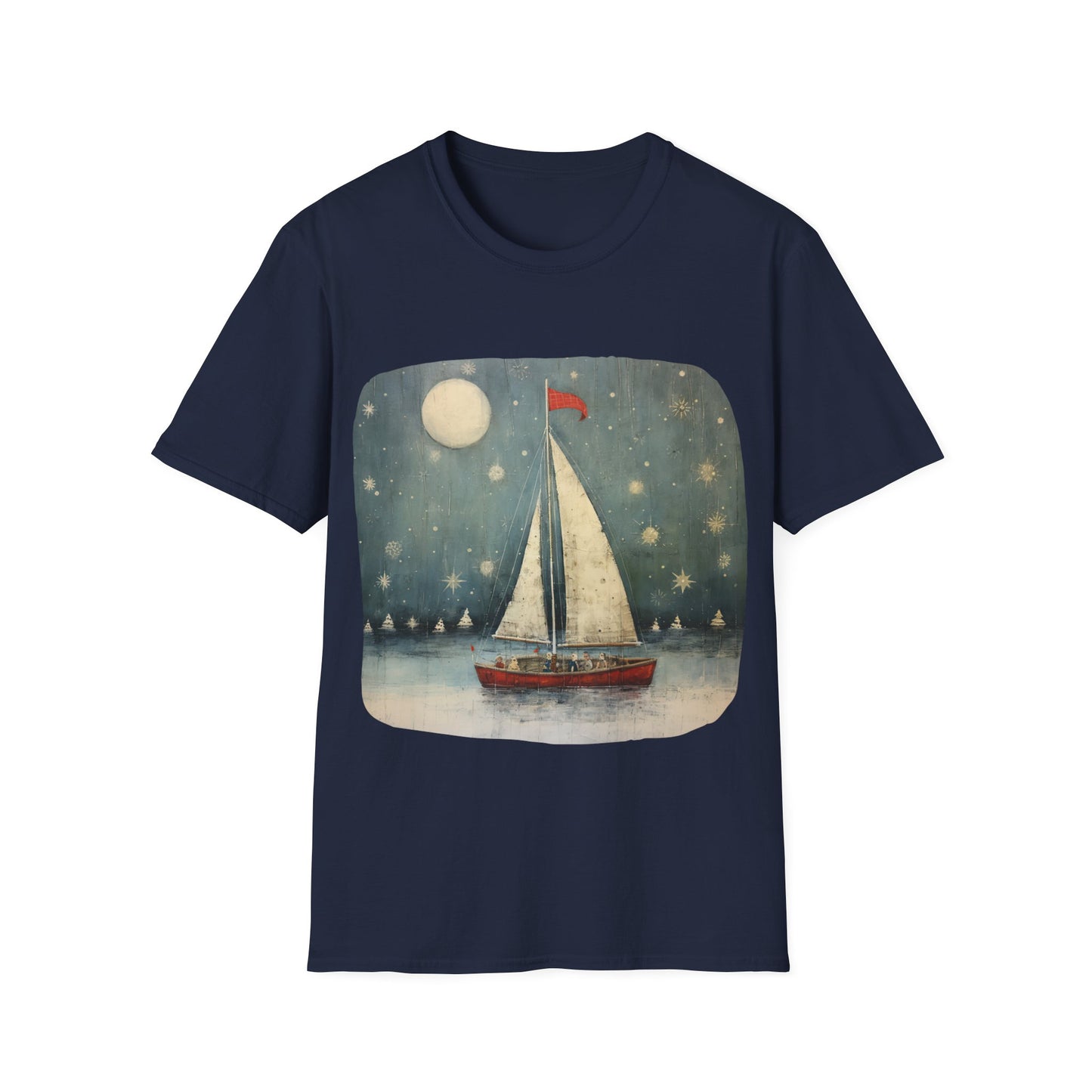 Christmas Nautical, Sailing Lover's Christmas Gift Unisex Tee Shirt, T-Shirt Sailing Gift Softstyle T-Shirt Tee Teeshirt Nautical Florida