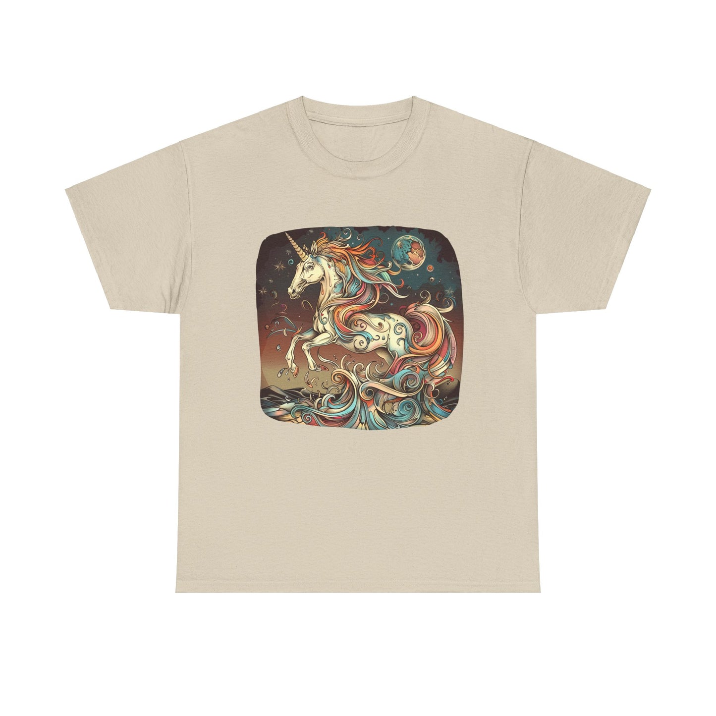 Beach Vibes Unicorn - Unicorn Lovers Graphic Tee Unisex Heavy Cotton Tee T-Shirt