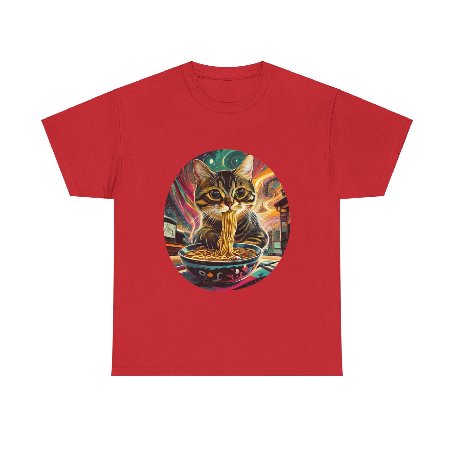 Ramen Cat (Ver 6), Cats and Ramen, Ramen Art Gift - Cute Cats Unisex Heavy Cotton Tee T-Shirt