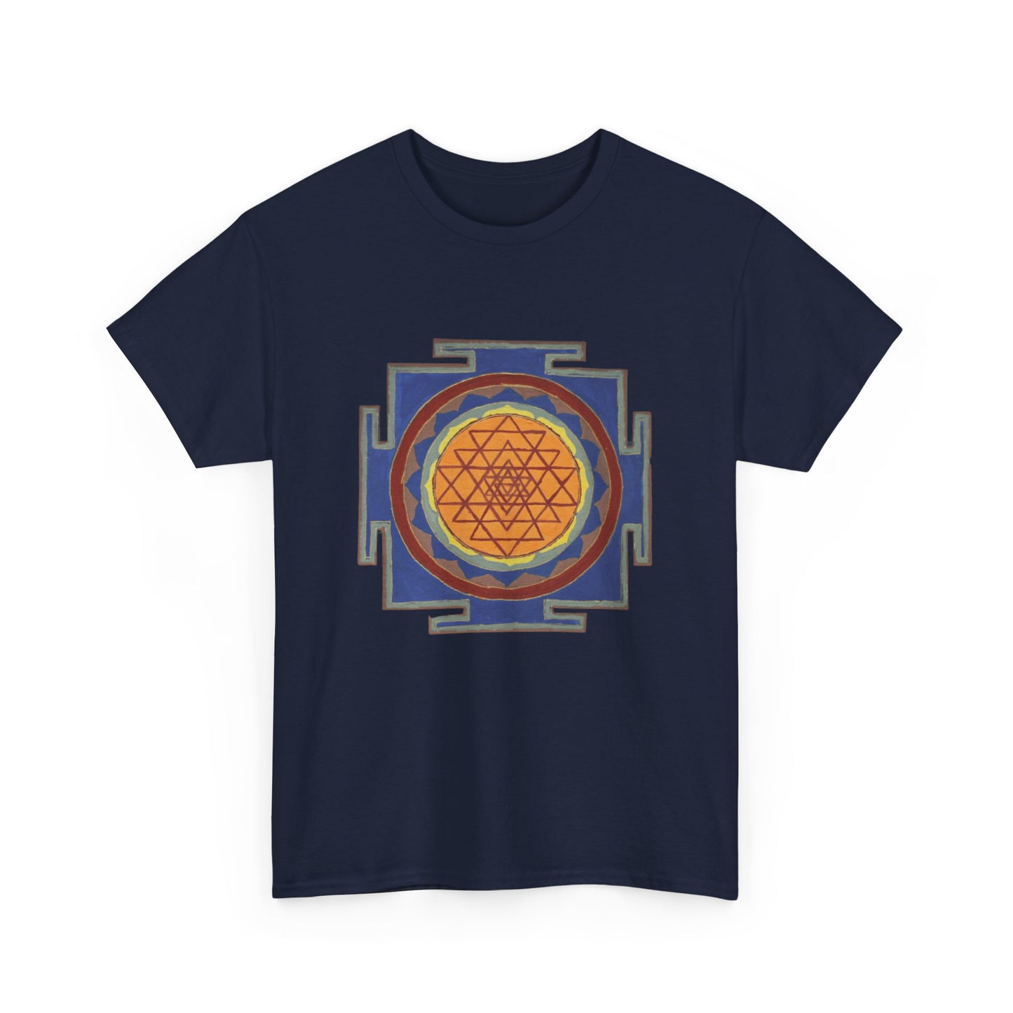 Antique Style Sacred Geometry, Sri Yantra Graphic Tee - Yoga, Zen, Meditation Gifts Heavy Cotton Graphic Tee T-Shirt