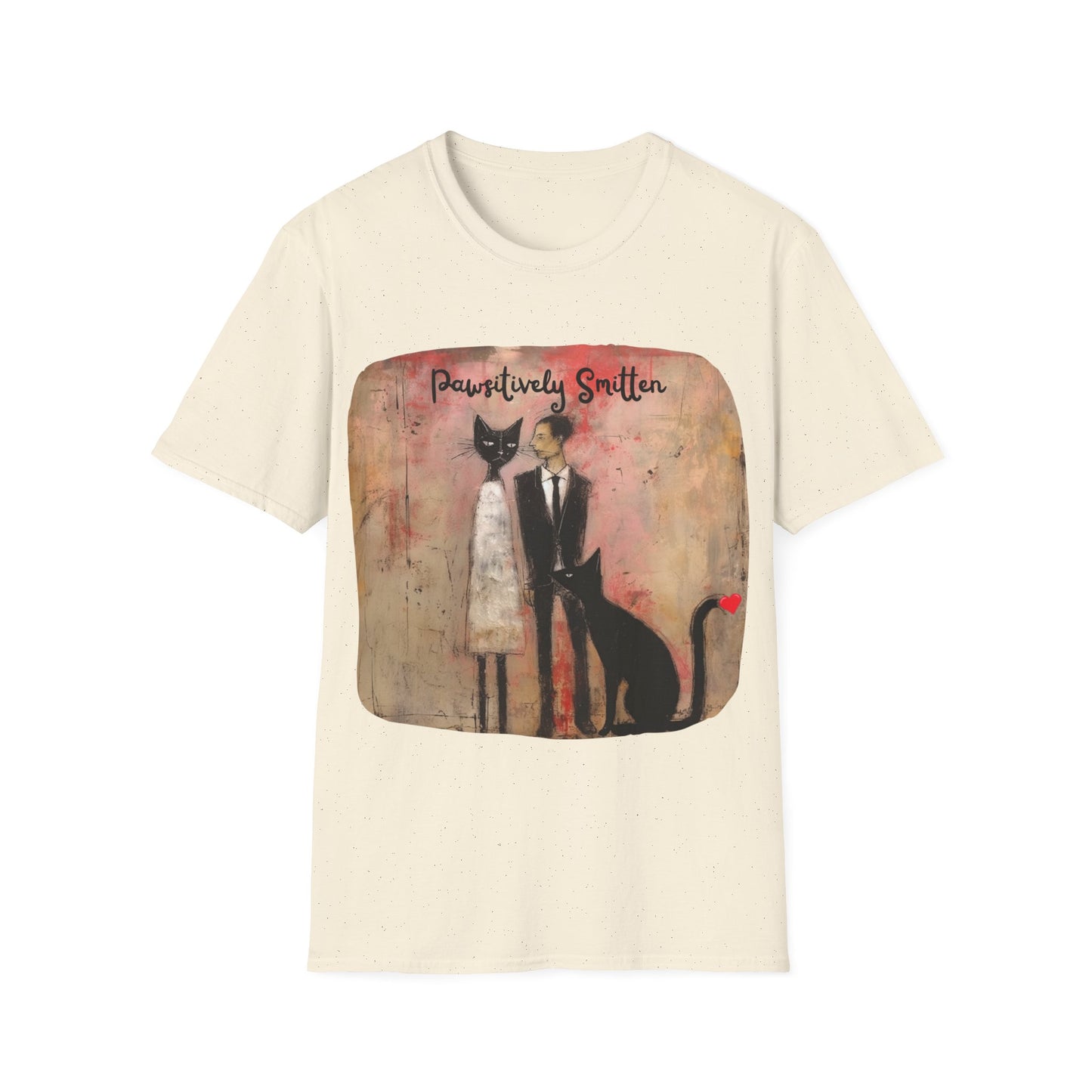 "Pawsitively Smitten" - Love & Valentine's Day Gift for Cat Lovers Mens Woman's Unisex Shirt, Softstyle T-Shirt Tee Teeshirt