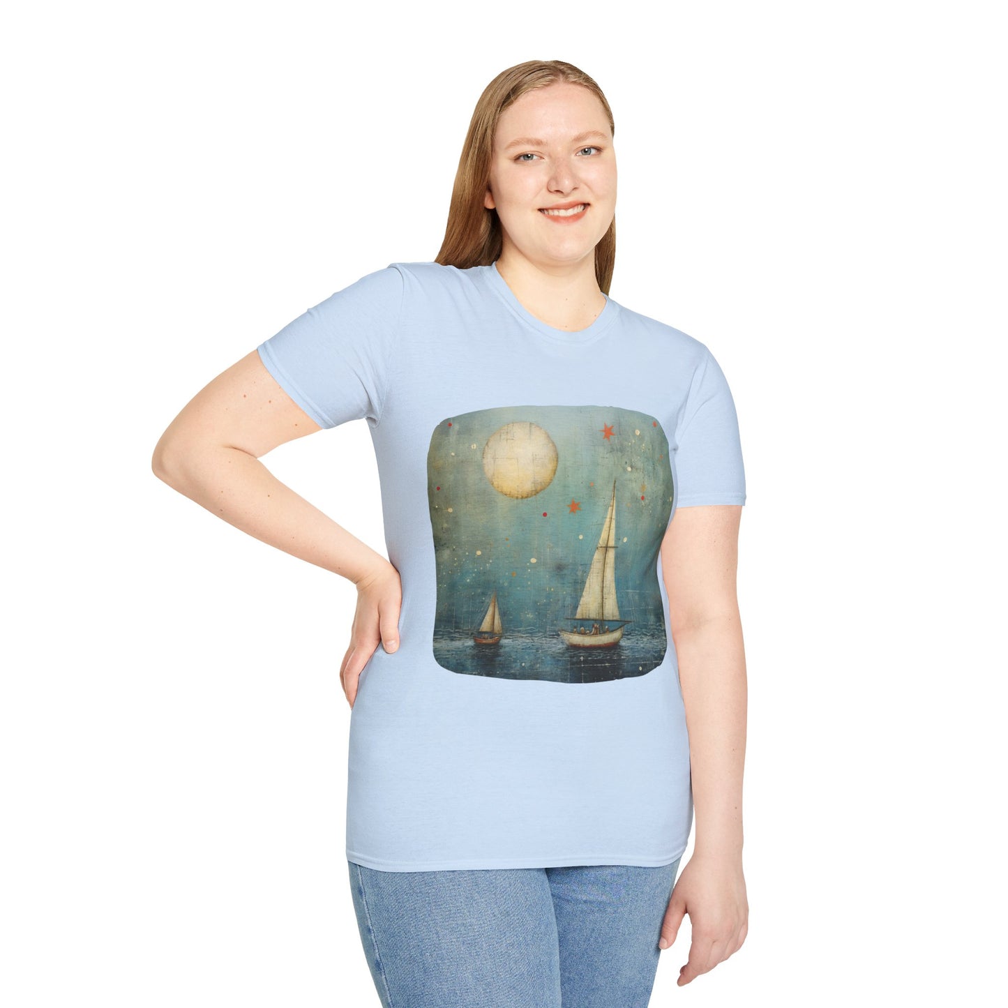 Nautical, Sailing Lover's Peaceful Seas Unisex Tee Shirt, T-Shirt Sailing Gift Softstyle T-Shirt Tee Teeshirt Nautical Florida Gift
