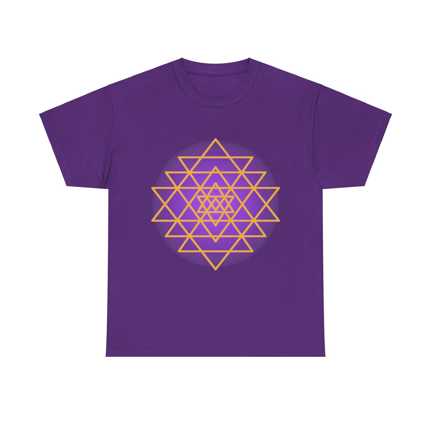 Sacred Geometry Sri Yantra, Purple Glow, Shree Yantra, Shri Chakra Nava Chakra Shirt - Graphic Tee - Yoga, Zen, Hindu Gifts Unisex Heavy Cotton Graphic Tee T-Shirt
