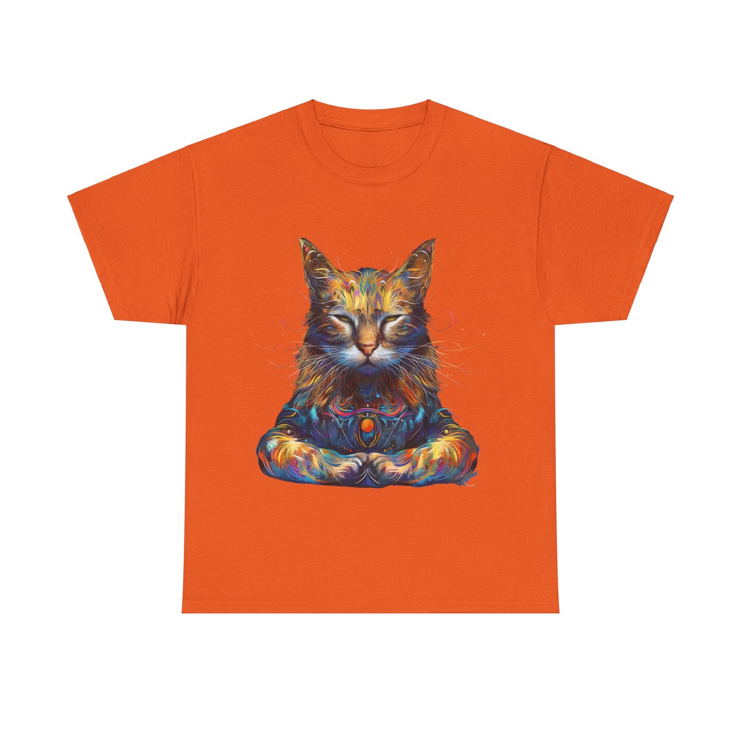 Meditating Cat, (V5) Zen Cat, Cat Gift Unisex Heavy Cotton Tee T-Shirt