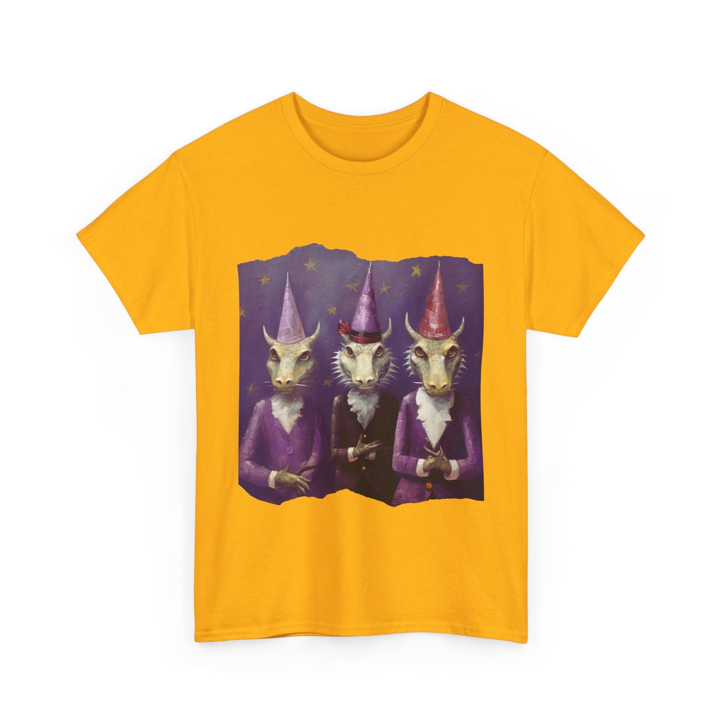 Dragon Elves Graphic Tee - Dragon in Santa Hat T-shirt - Dragon Lovers Unisex Heavy Cotton Tee T-Shirt