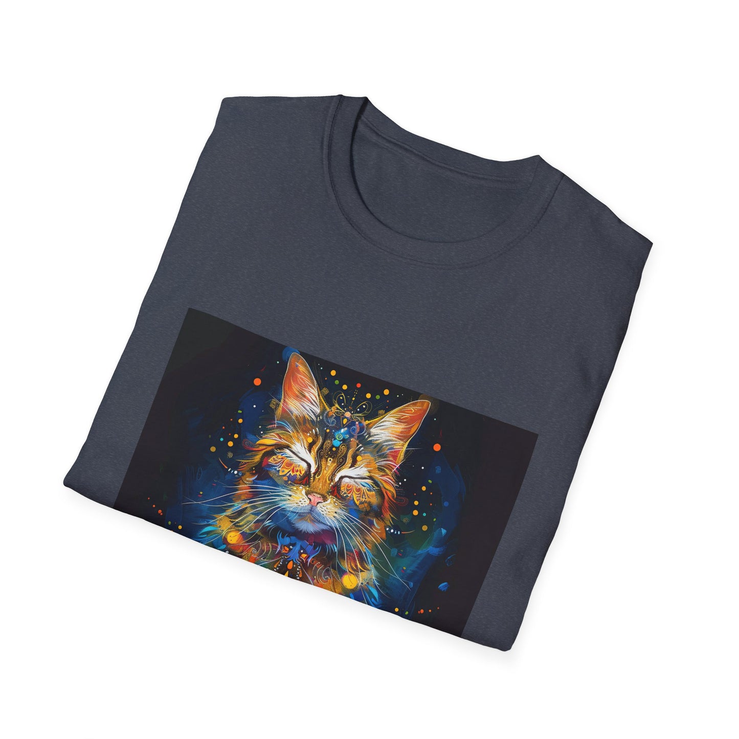 Meditating Cat Graphic Yoga Shirt, Cat Lover's Graphic Tee Graphic Unisex T- Shirt, T-Shirt Cat Lovers Gift Softstyle T-Shirt Tee Teeshirt Stylized Cat