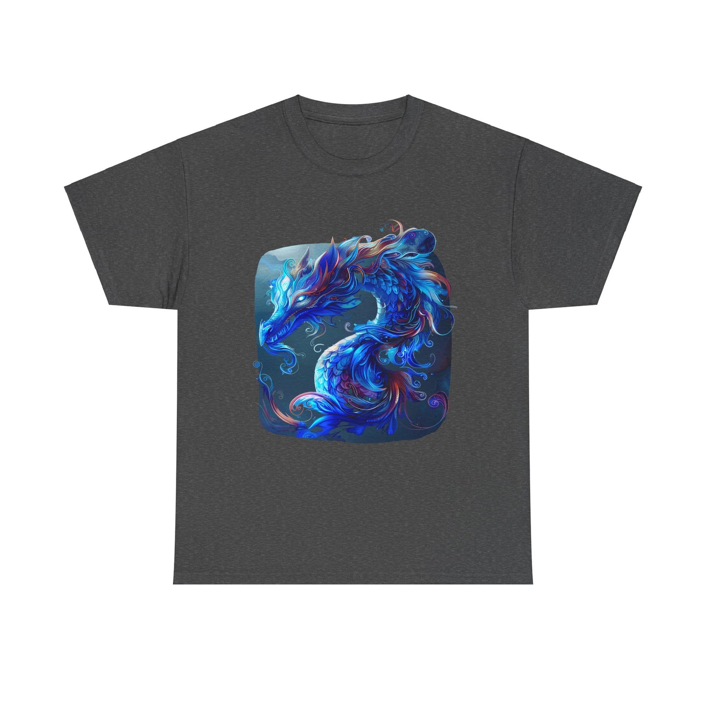 Blue Water Dragon Graphic Tee - Dragons T-shirt - Dragon Lovers Unisex Heavy Cotton Tee T-Shirt