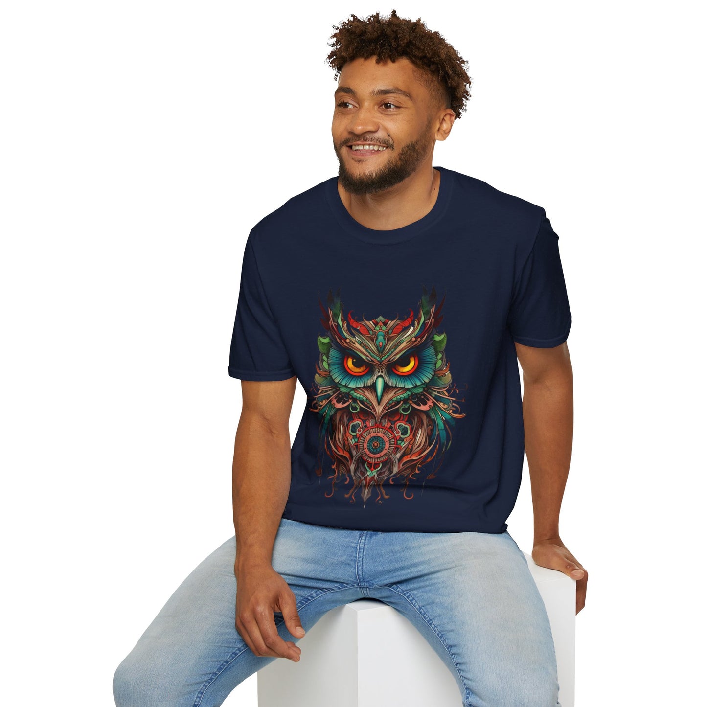 Jeweled Tone Owl, Owl Shirt, Barn Steampunk Owl Unisex Tee Shirt, T-Shirt Softstyle T-Shirt Tee Teeshirt