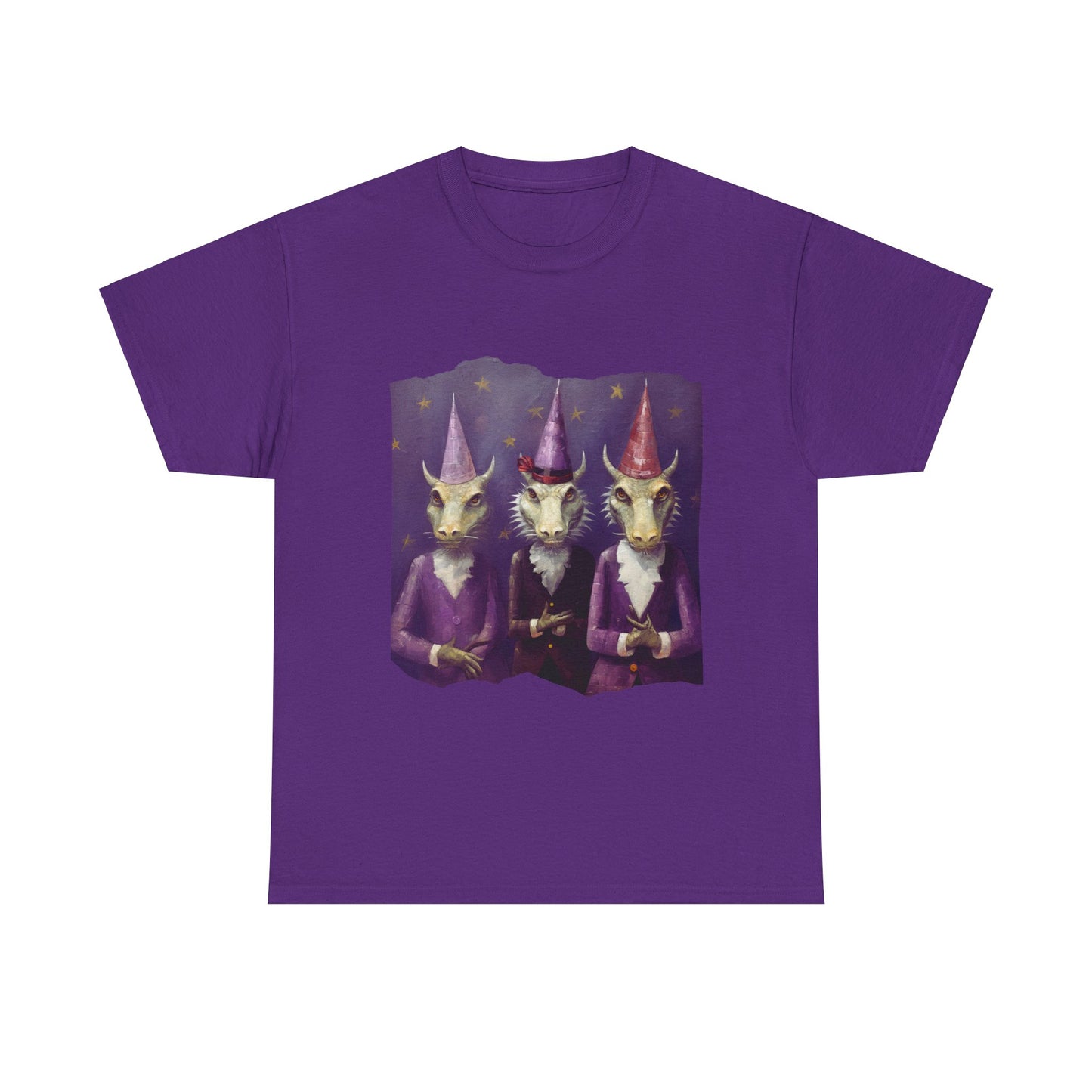 Dragon Elves Graphic Tee - Dragon in Santa Hat T-shirt - Dragon Lovers Unisex Heavy Cotton Tee T-Shirt