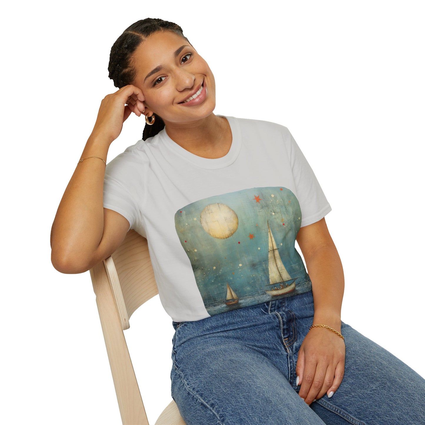 Nautical, Sailing Lover's Peaceful Seas Unisex Tee Shirt, T-Shirt Sailing Gift Softstyle T-Shirt Tee Teeshirt Nautical Florida Gift