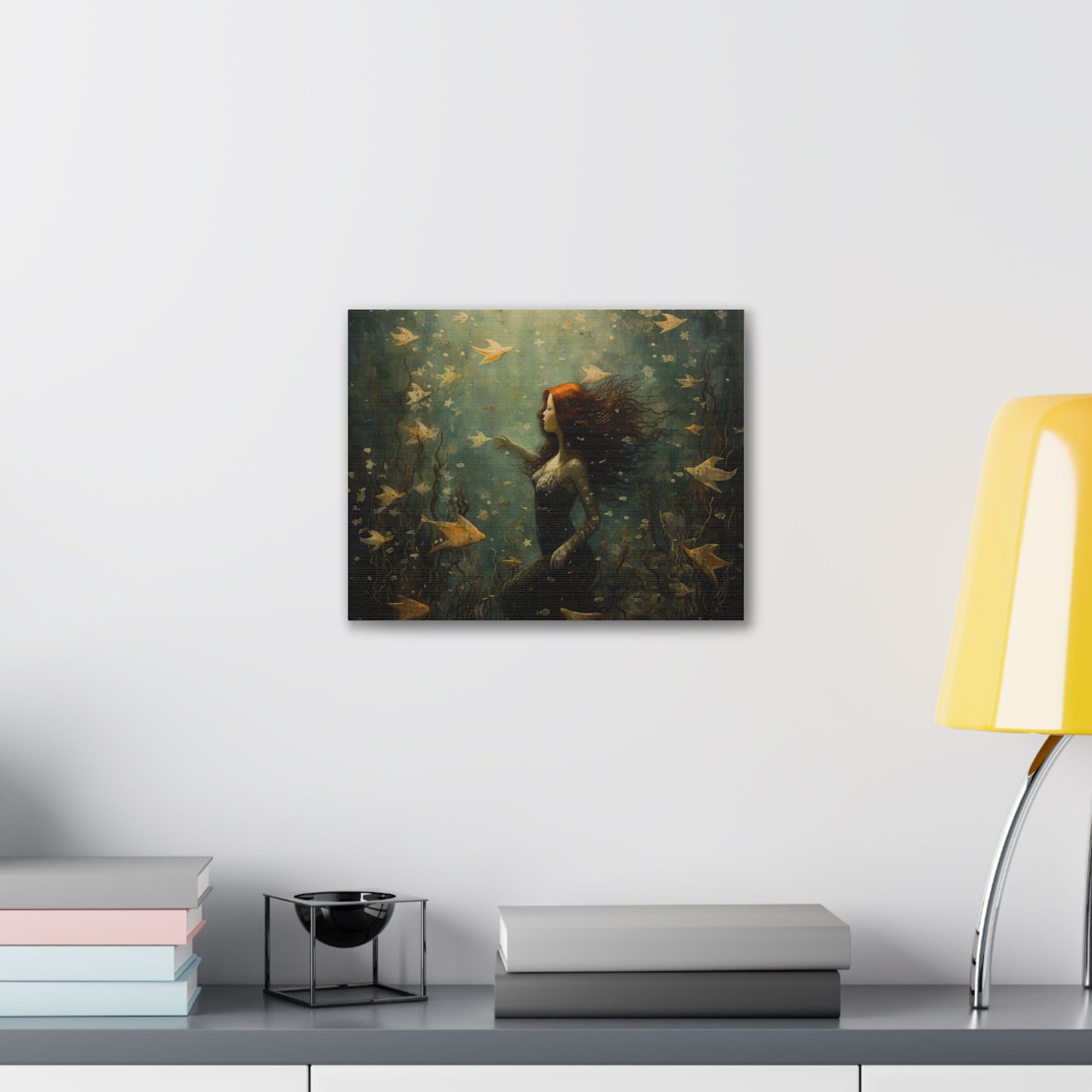 Mermaid Wall Art, Underwater Scene, Mystical Wall Art, Canvas, Kids or Adults Room, Creative Wall Art Painting Pastel