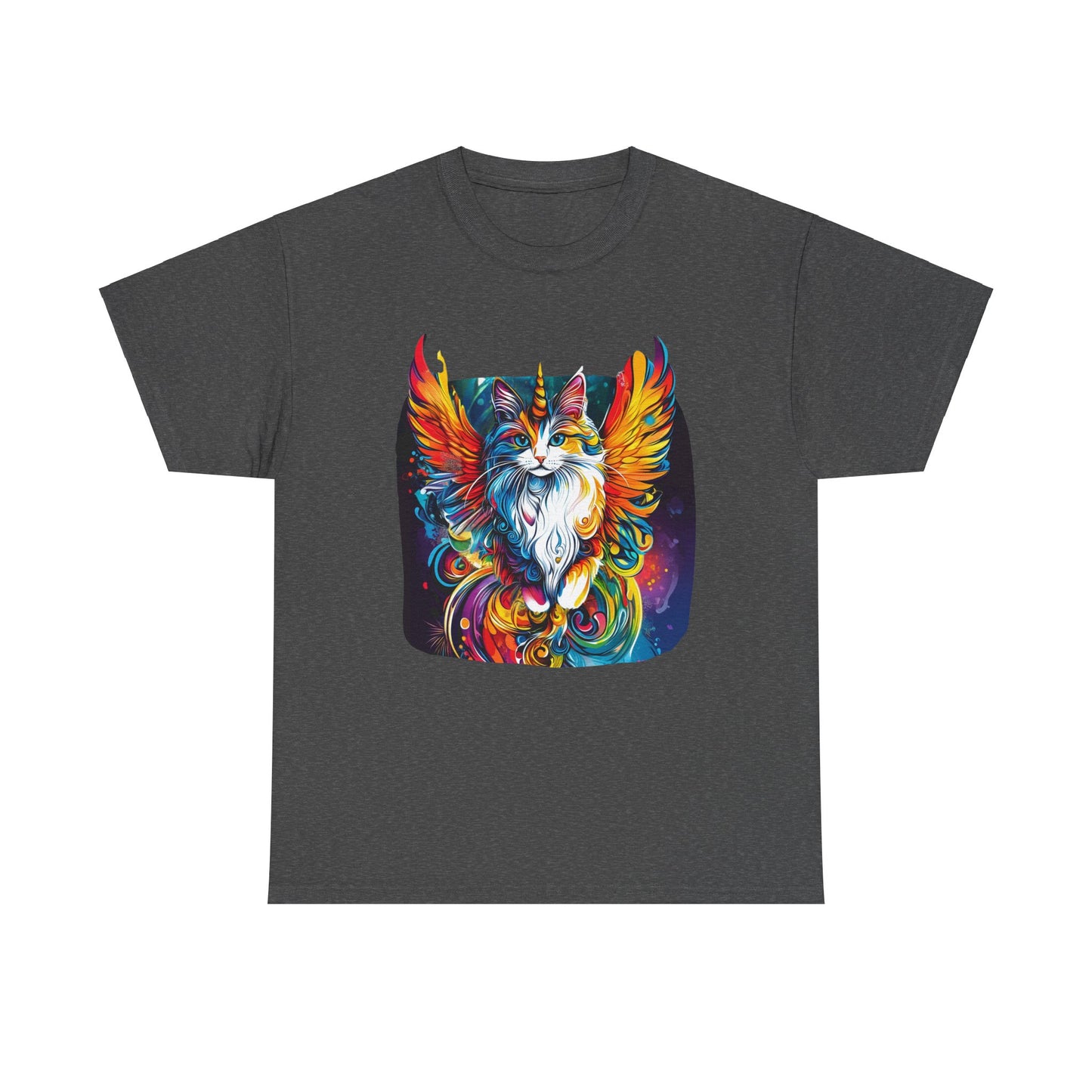 Golden Wings Angel CatUnicorn, Cat Memorial Unicorn Cat with Angel Wings Graphic Tee- Cat Gift Unisex Heavy Cotton Tee T-Shirt