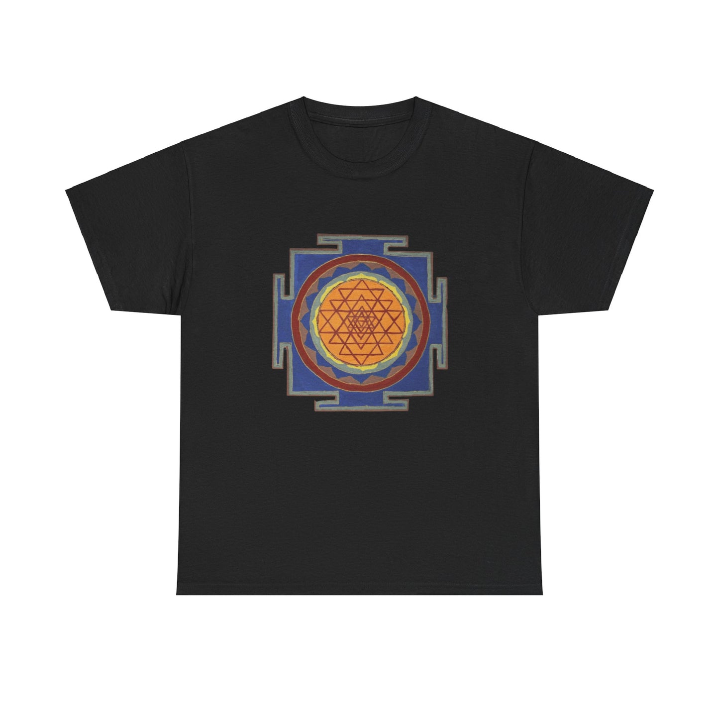 Antique Style Sacred Geometry, Sri Yantra Graphic Tee - Yoga, Zen, Meditation Gifts Heavy Cotton Graphic Tee T-Shirt