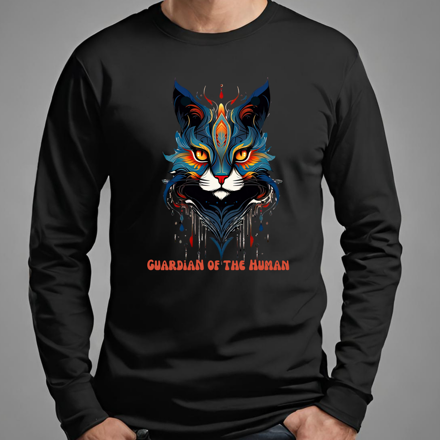 Guardian of the Human - Black Cat Shirt Cat, Lover's Gift Unisex Jersey Long Sleeve Tee Shirt, T-Shirt, Exotic Cat