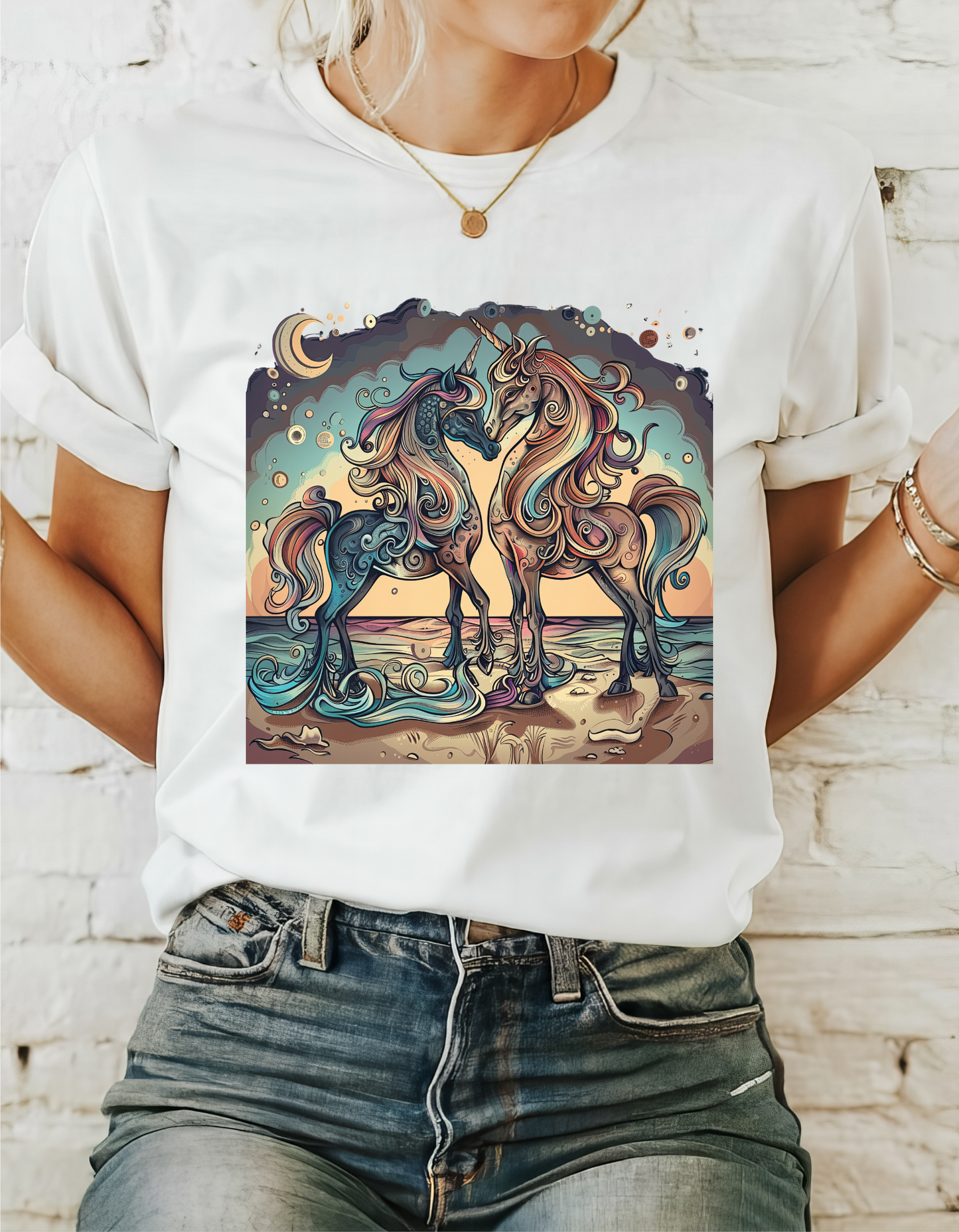 Unicorn Couple, Unicorn Lovers Graphic Tee Unisex Heavy Cotton Tee T-Shirt