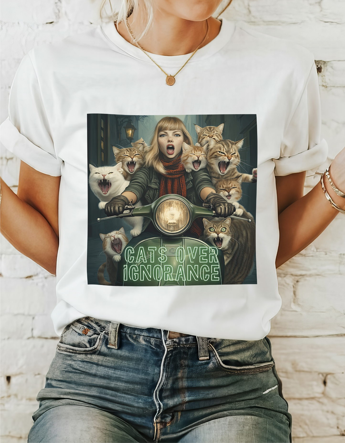 Childless Cat Lady Shirt - "Cats Over Ignorance" - Say NO to Ignorance - Unisex Heavy Cotton Tee