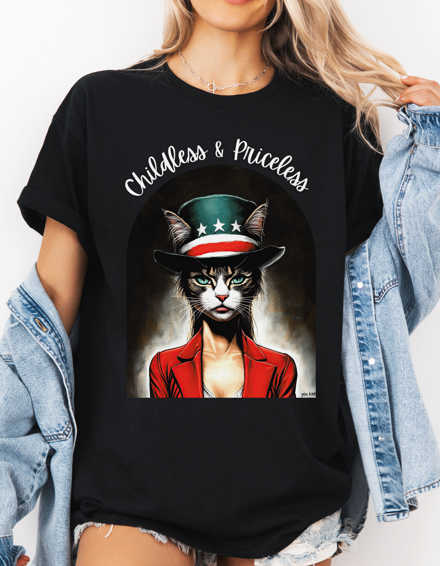 Childless Cat Lady Shirt - "Childless and Priceless" -Unisex Heavy Cotton Tee