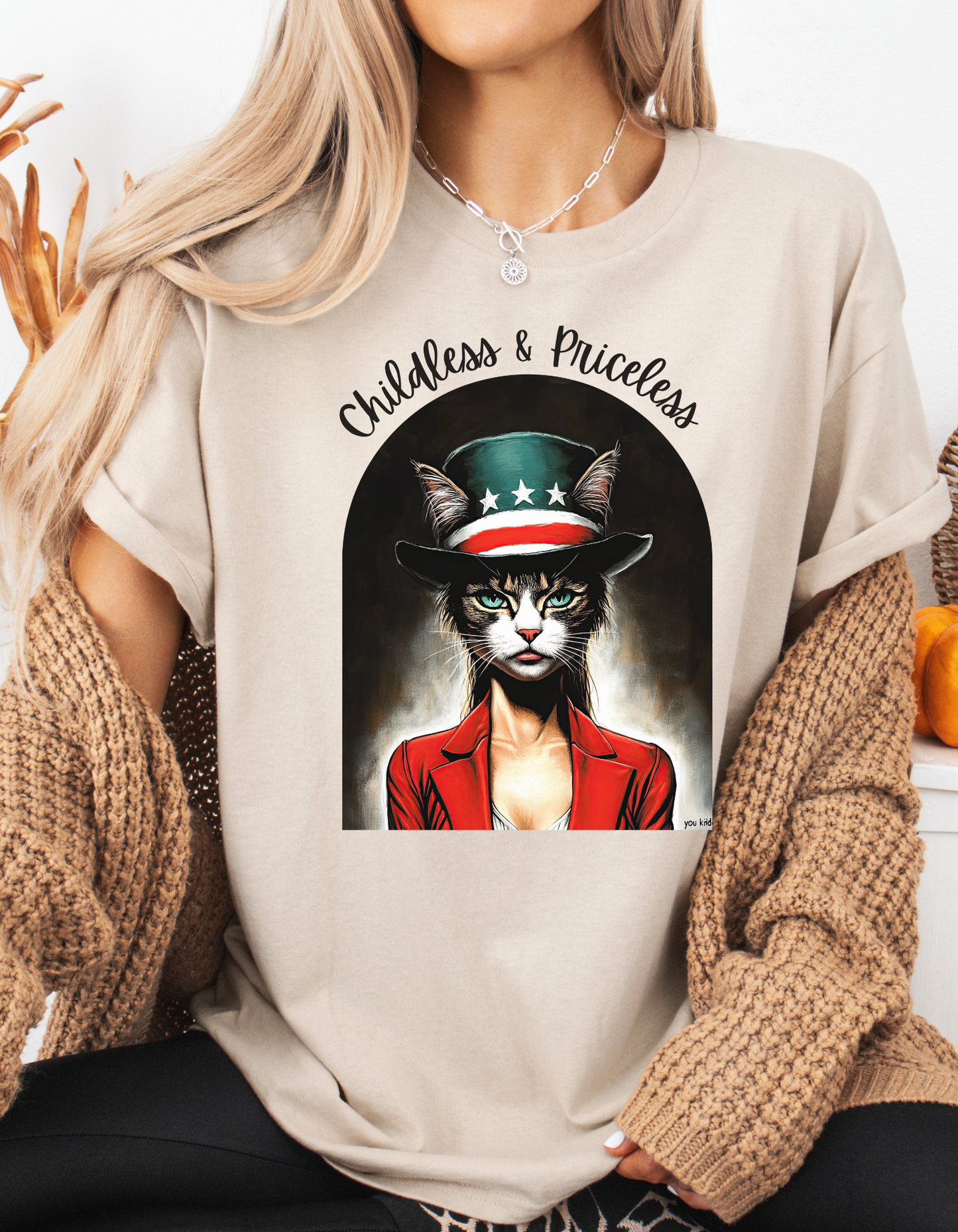 Childless Cat Lady Shirt - "Childless and Priceless" -Unisex Heavy Cotton Tee
