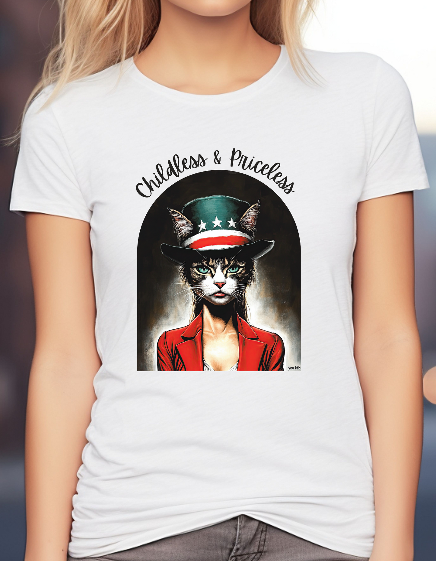 Childless Cat Lady Shirt - "Childless and Priceless" - T-shirt, Ladies Cut T's, Say NO to Outdated Stereotypes