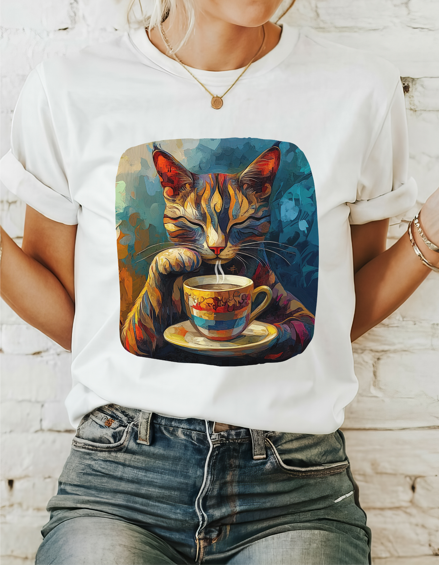 Coffee Cat - Cats and Coffee , Tea Shirt - T-shirt Coffee Lover - Cat Lover Unisex Heavy Cotton Tee T-Shirt