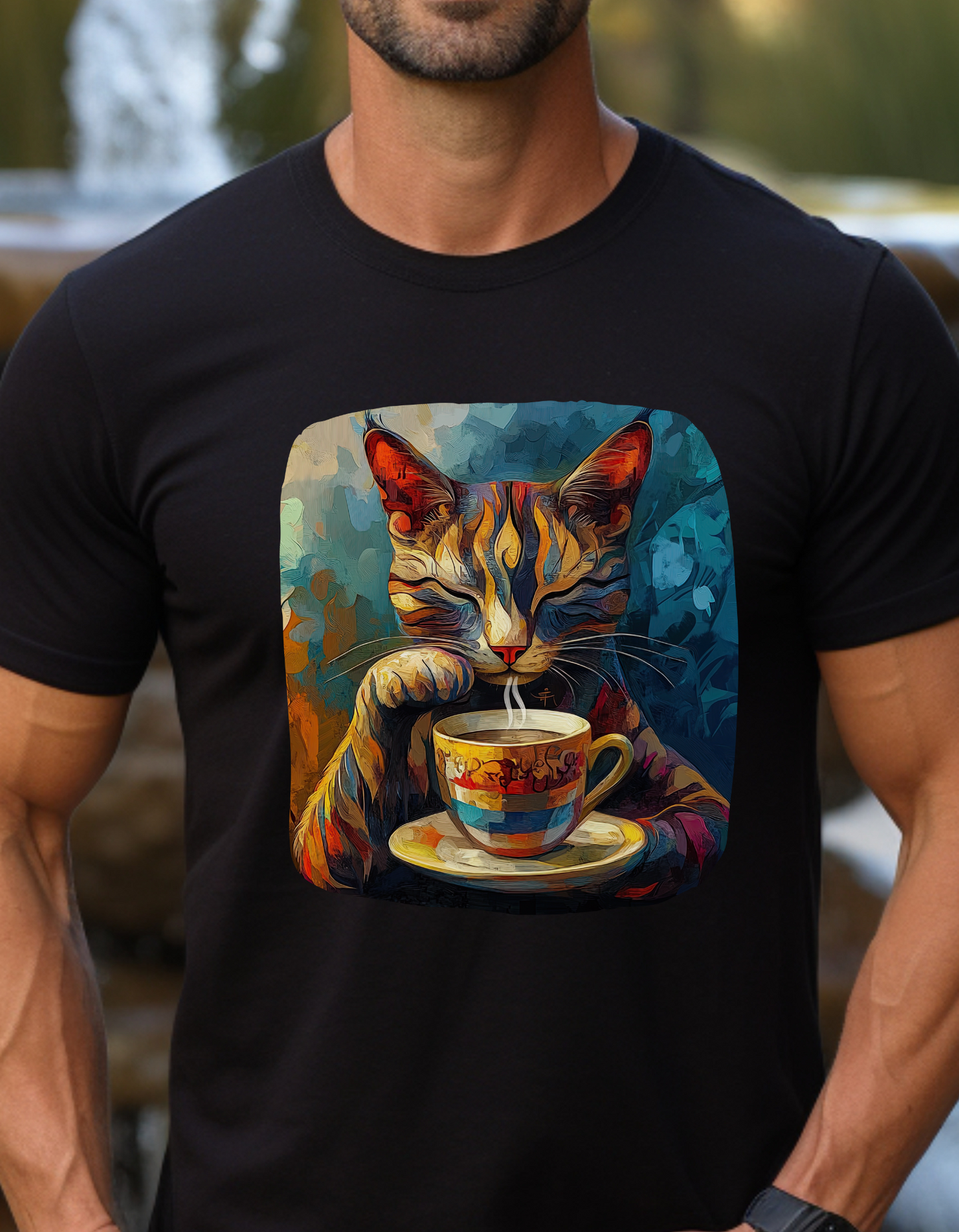 Coffee Cat - Cats and Coffee , Tea Shirt - T-shirt Coffee Lover - Cat Lover Unisex Heavy Cotton Tee T-Shirt