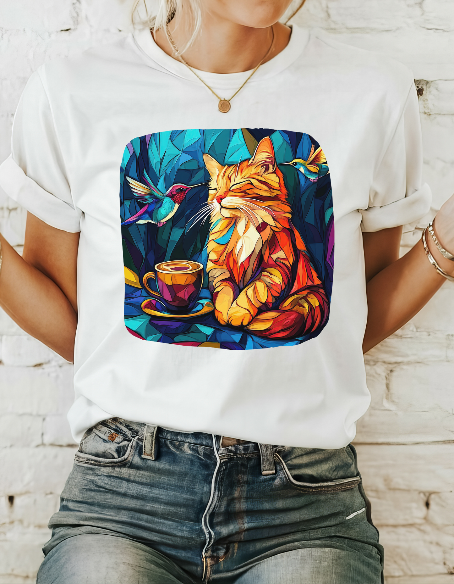 Coffee Cat (V2) - Cats and Coffee , Tea Shirt - T-shirt Coffee Lover - Cat Lover Unisex Heavy Cotton Tee T-Shirt