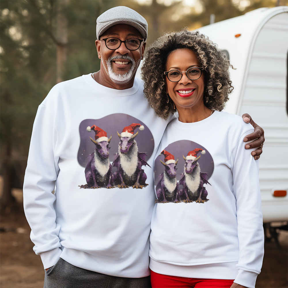 Christmas Dragons, Holiday Dragons with Santa Hat, Gift Shirt Dragon Gifts, Holiday Cheer Shirt, Unisex sweatshirt