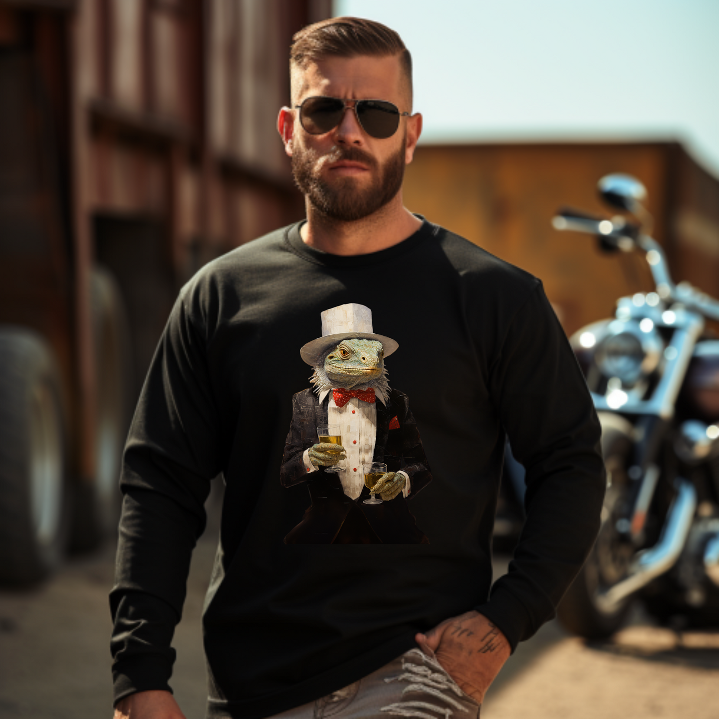 Cocktail Charlie, Drinking, Cocktails Iguana, Reptile Shirt, Drinking Celebration Gift, Bar Gift, Long Sleeve T-shirt Ultra Cotton Long Sleeve Tee T-Shirt
