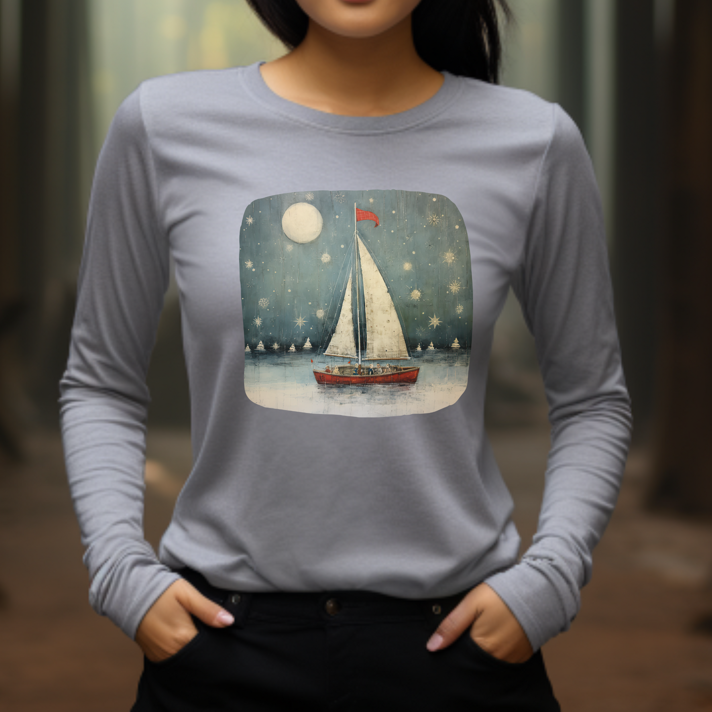 Nautical Sailing NIght Sailing Long Sleeve Shirt Sailor Gift Unisex Jersey Long Sleeve Tee Shirt, T-Shirt, Boat, Florida Holiday