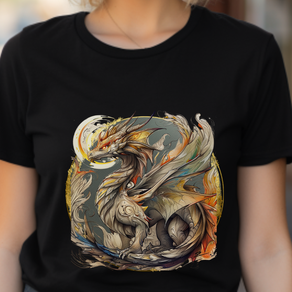 Flying Dragon Graphic Tee - Dragons and Ancestors - Dragon Lovers Unisex Heavy Cotton Tee T-Shirt