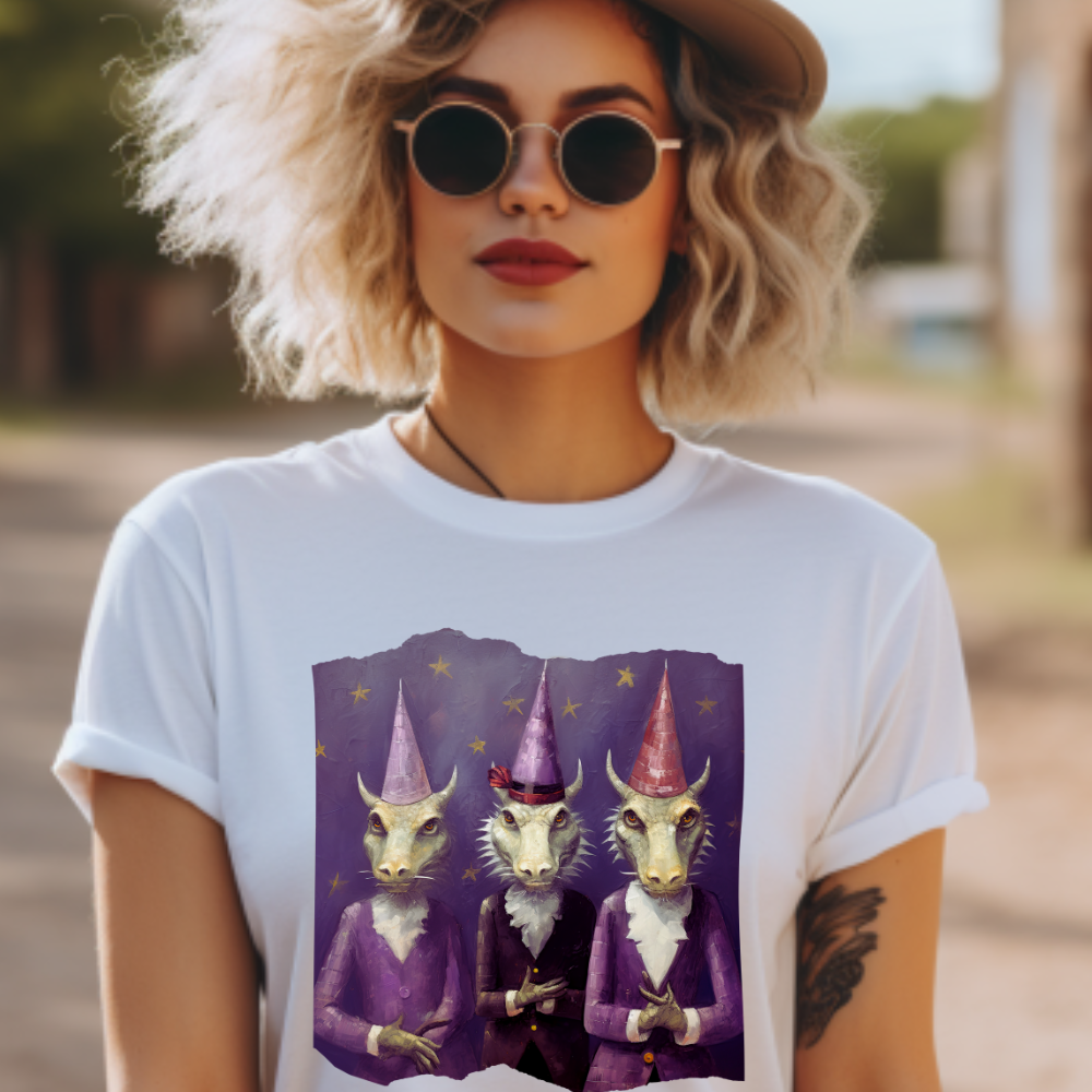 Dragon Elves Graphic Tee - Dragon in Santa Hat T-shirt - Dragon Lovers Unisex Heavy Cotton Tee T-Shirt