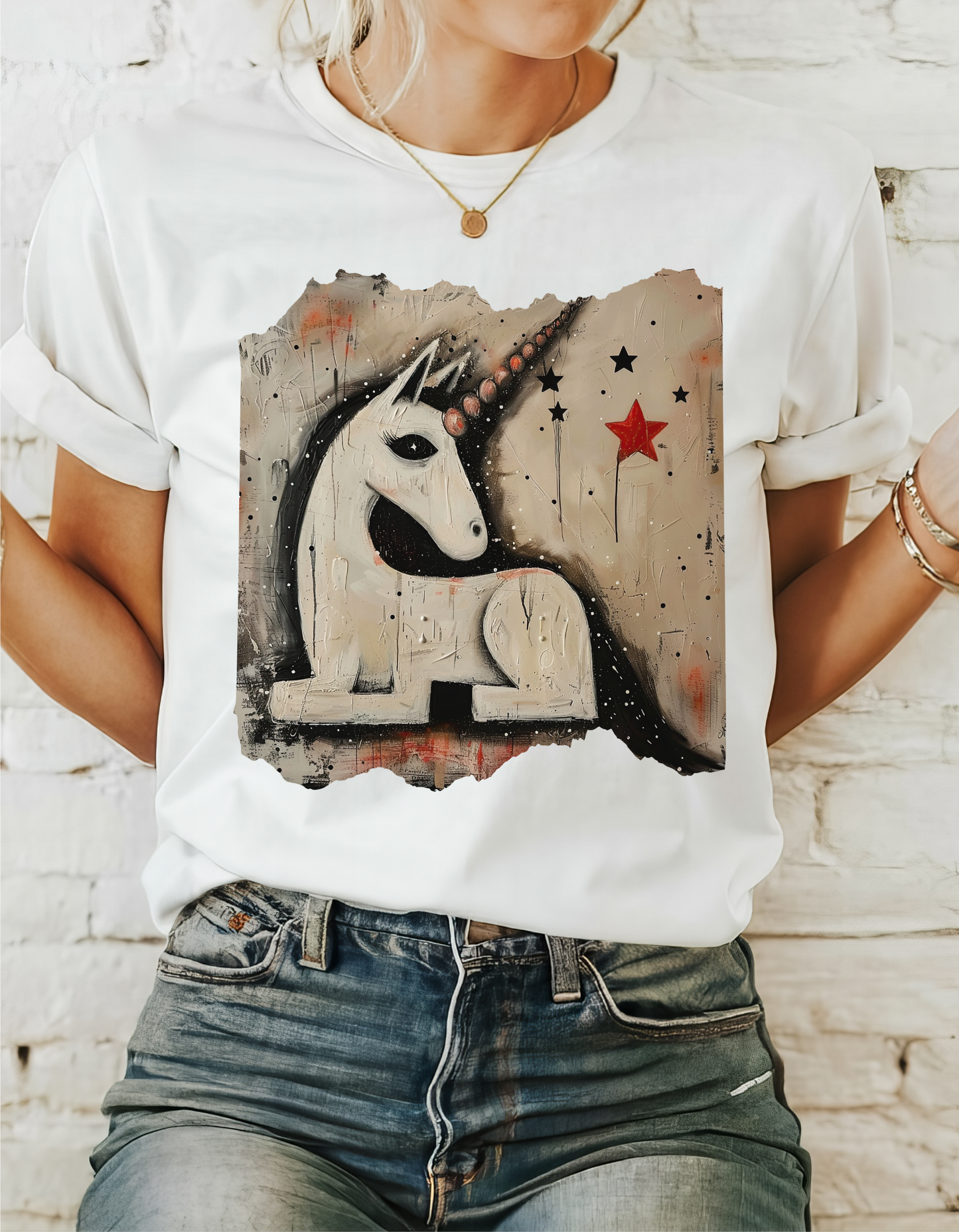Goth Punk Streetwear Unicorn Graphic T Tee - Unicorn Lovers Unisex Heavy Cotton Tee T-Shirt