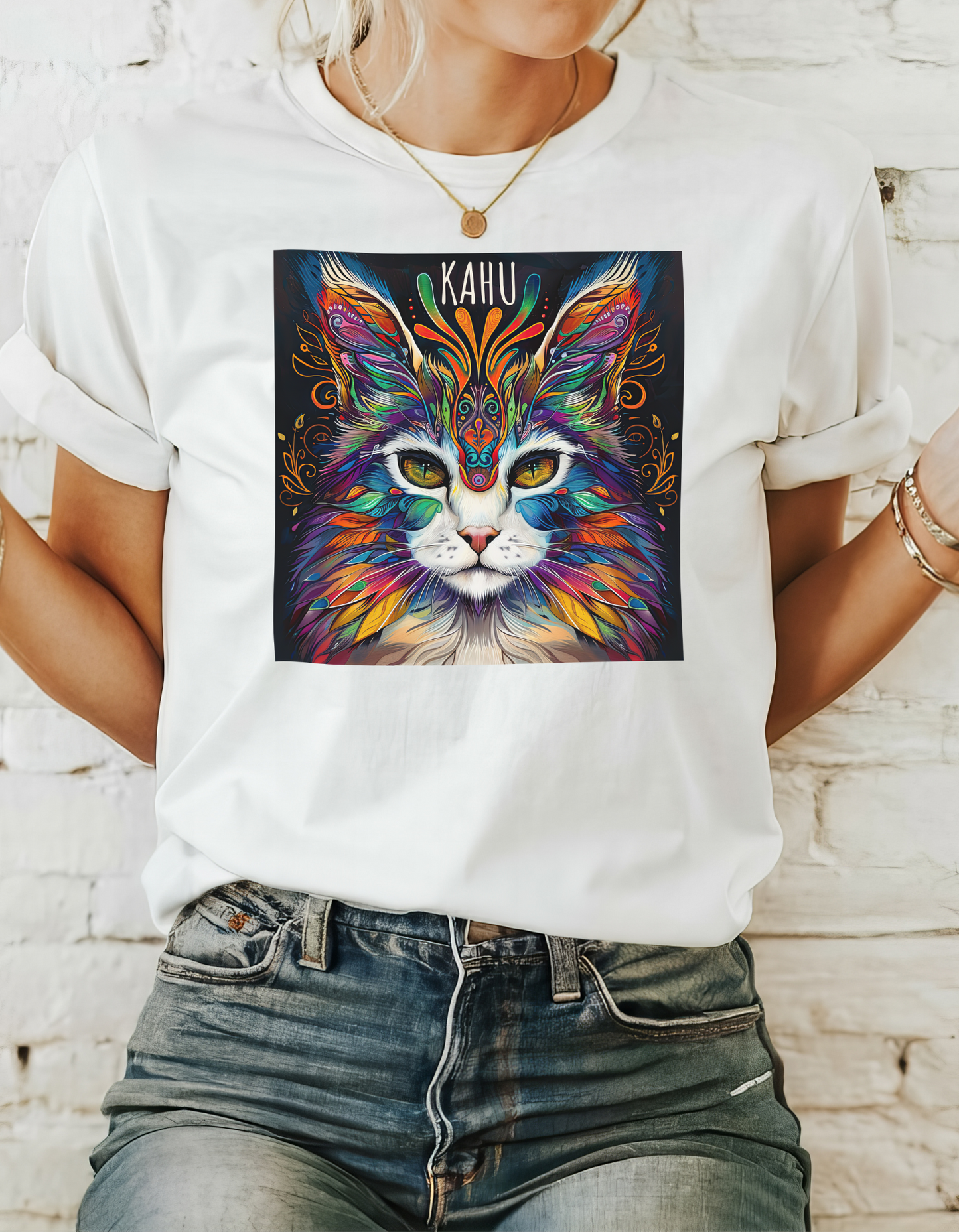 KAHU Cat Shirt, Cat Lover's Graphic Tee Graphic Unisex T- Shirt, T-Shirt Cat Lovers Gift Softstyle T-Shirt Tee Teeshirt Stylized Cat