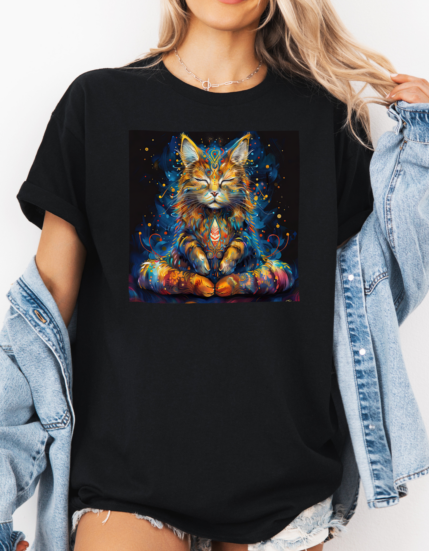 Zen Cat, Chill - Meditating Cat Shirt, Cat Lover's Graphic Tee Graphic Unisex T- Shirt, T-Shirt Cat Lovers Gift Softstyle T-Shirt Tee Teeshirt Stylized Cat