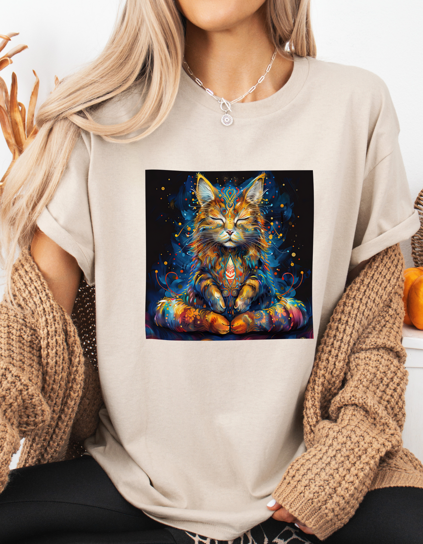 Zen Cat, Chill - Meditating Cat Shirt, Cat Lover's Graphic Tee Graphic Unisex T- Shirt, T-Shirt Cat Lovers Gift Softstyle T-Shirt Tee Teeshirt Stylized Cat