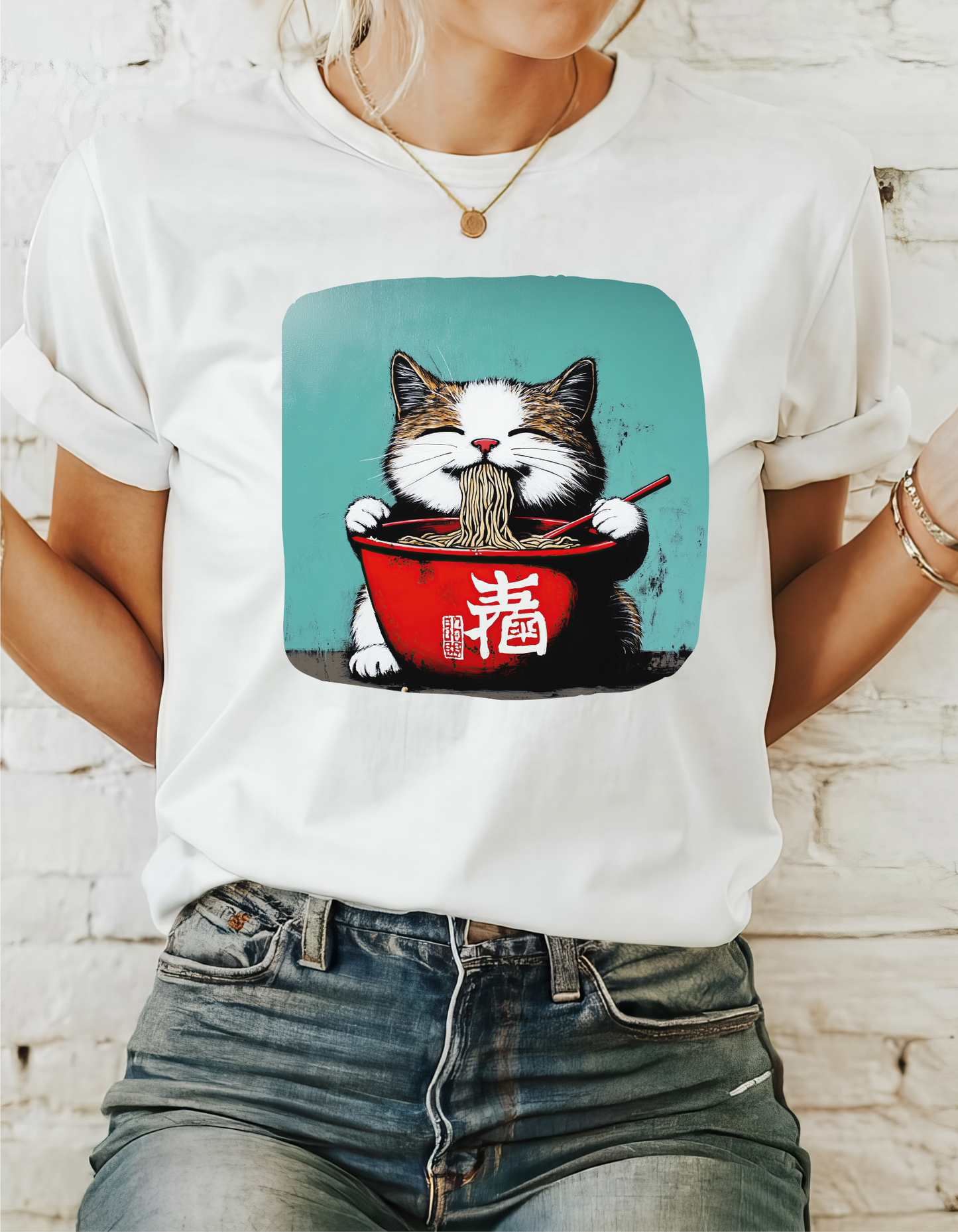 Ramen Cat, Cats and Ramen, Ramen Art Gift - Cute Cats Unisex Heavy Cotton Tee T-Shirt