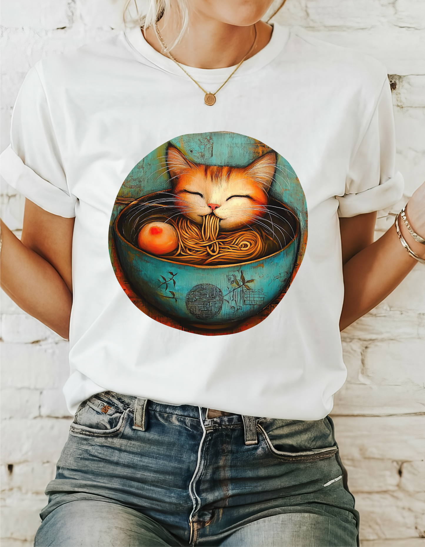 Ramen Cat (Ver 5), Cats and Ramen, Ramen Art Gift - Cute Cats Unisex Heavy Cotton Tee T-Shirt