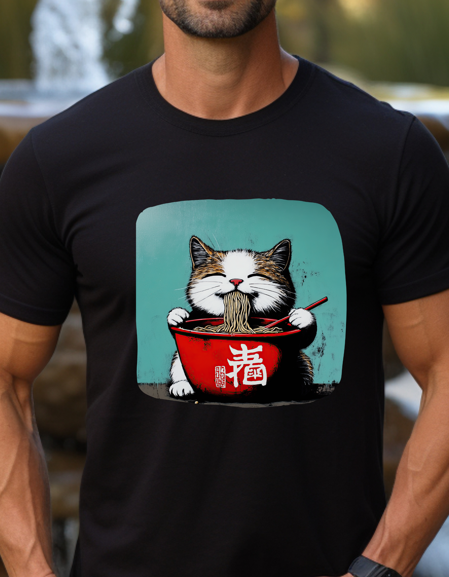 Ramen Cat, Cats and Ramen, Ramen Art Gift - Cute Cats Unisex Heavy Cotton Tee T-Shirt
