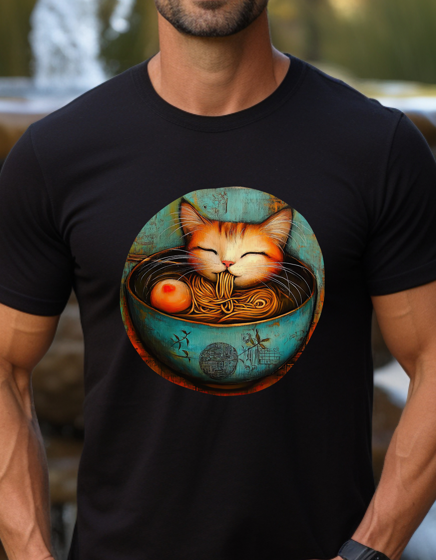 Ramen Cat (Ver 5), Cats and Ramen, Ramen Art Gift - Cute Cats Unisex Heavy Cotton Tee T-Shirt