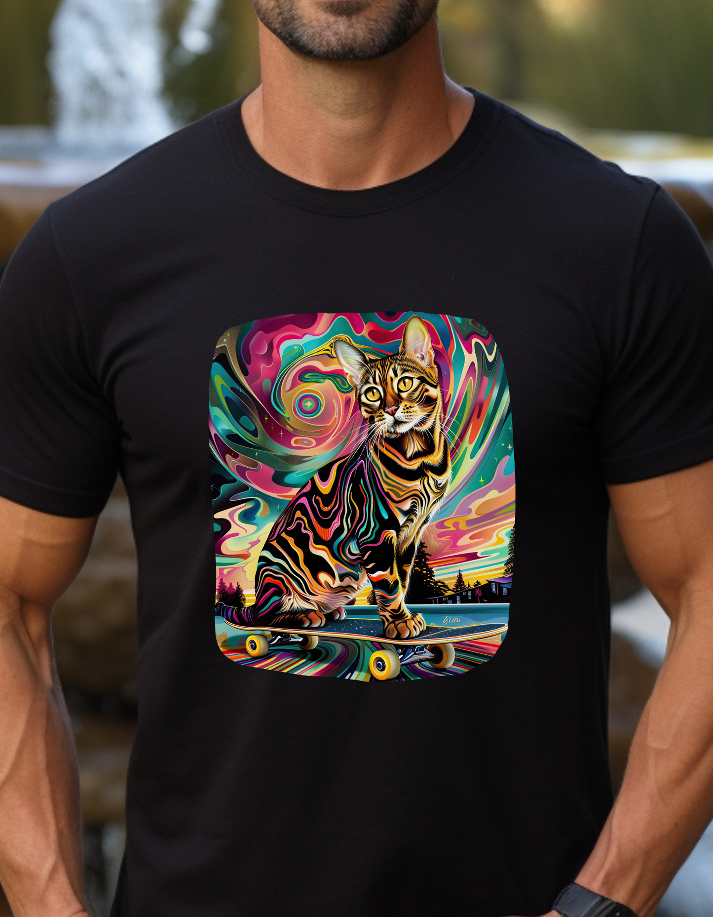 Skateboard Cat, Skater Cat Art Gift - Cool Cats Unisex Heavy Cotton Tee T-Shirt
