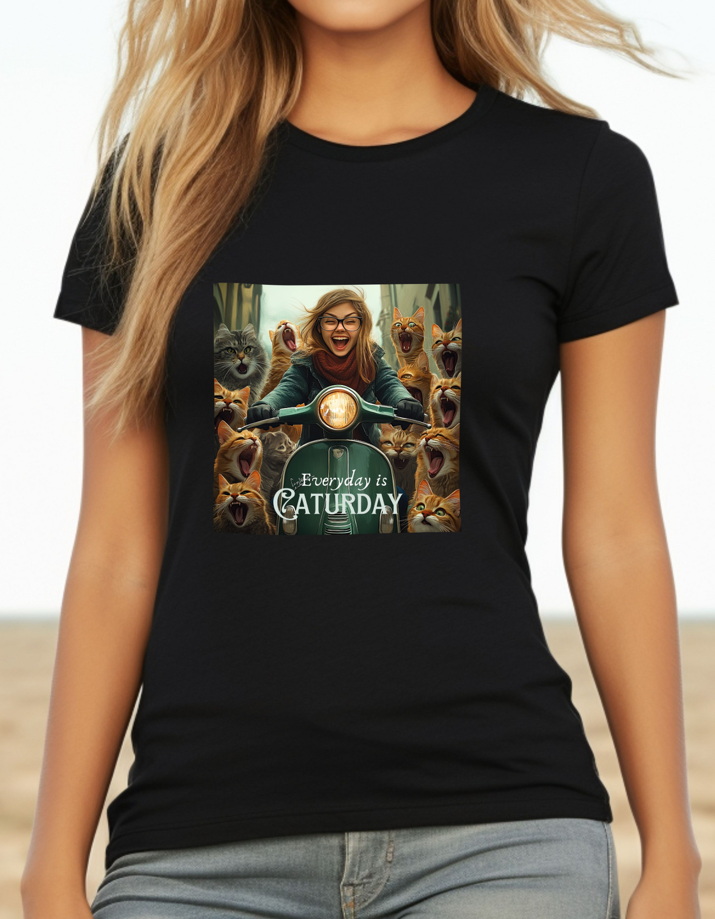 Childless Cat Lady Shirt - "Everyday is Caturday" - T-shirt, Ladies Cut Graphic Tees