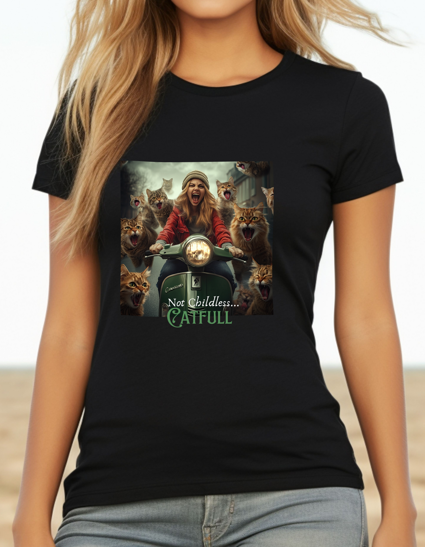 Not Childless - Catfull Cat Lady Shirt - - T-shirt, Ladies Cut Graphic Tees