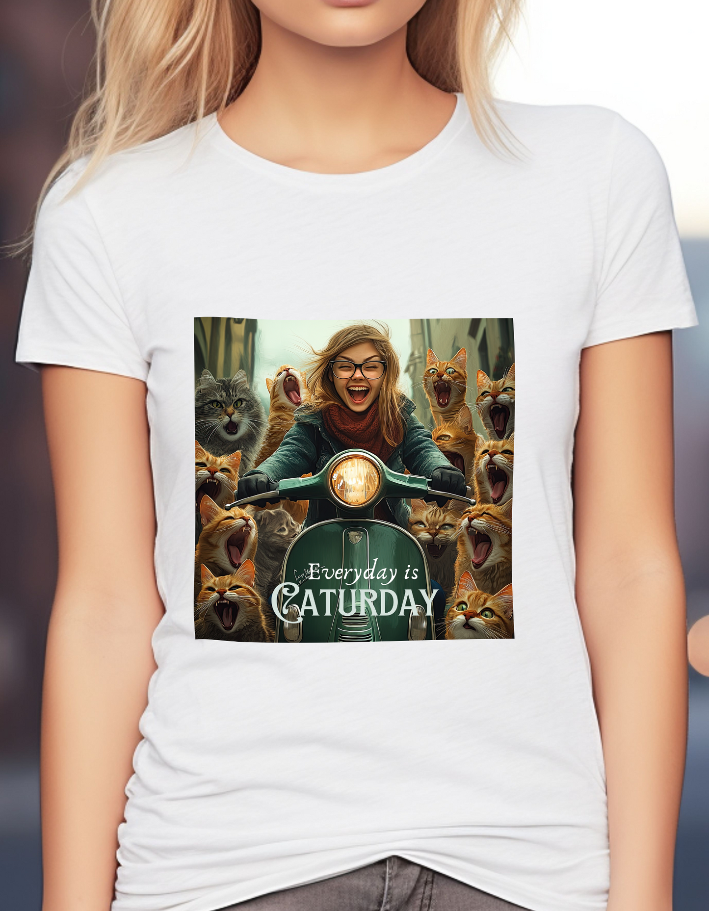 Childless Cat Lady Shirt - "Everyday is Caturday" - T-shirt, Ladies Cut Graphic Tees