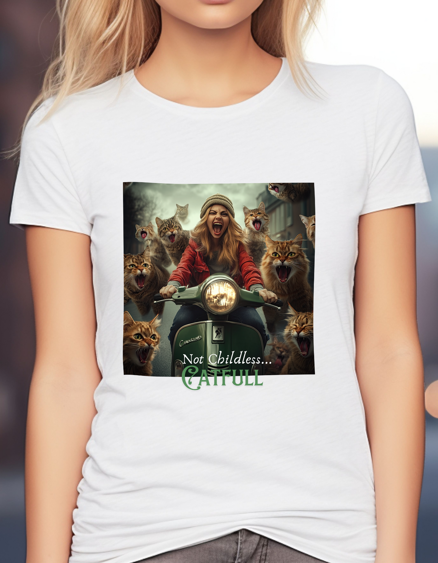 Not Childless - Catfull Cat Lady Shirt - - T-shirt, Ladies Cut Graphic Tees
