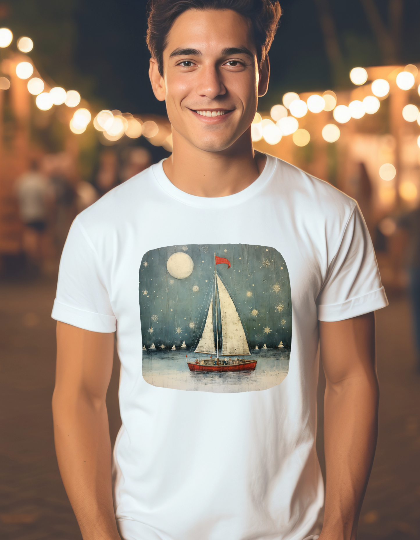 Christmas Nautical, Sailing Lover's Christmas Gift Unisex Tee Shirt, T-Shirt Sailing Gift Softstyle T-Shirt Tee Teeshirt Nautical Florida