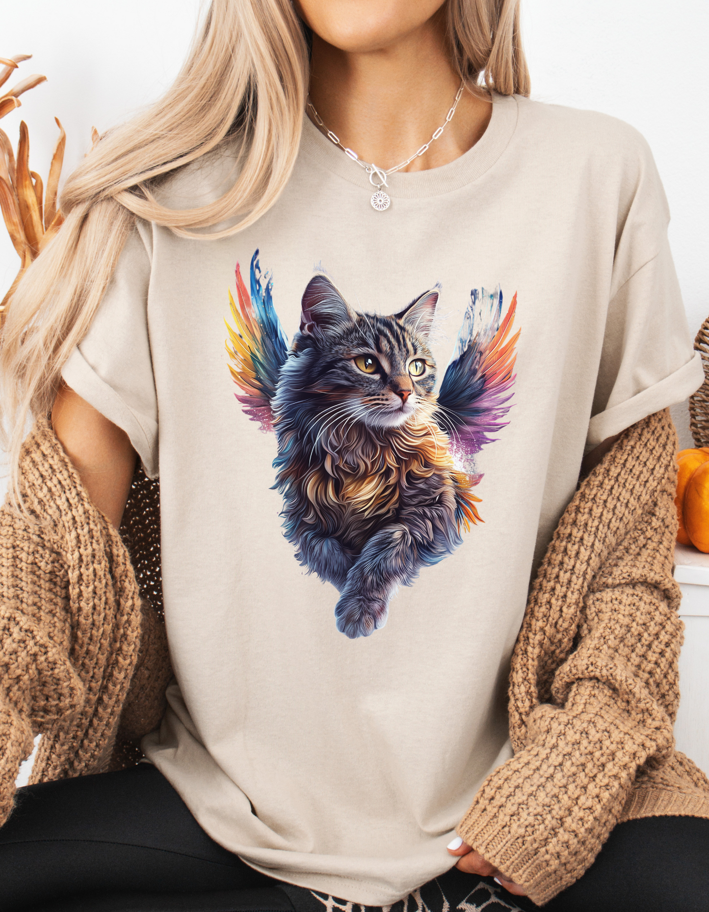 Angel Cat, Cat Memorial Cat with Angel Wings Graphic Tee- Cat Gift Unisex Heavy Cotton Tee T-Shirt